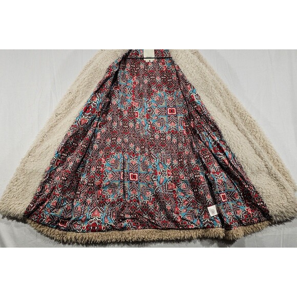 Anthropologie Elevenses Fira Sherpa Coat Shaggy Beige Fairy Grunge Boho Size M - Picture 5 of 16